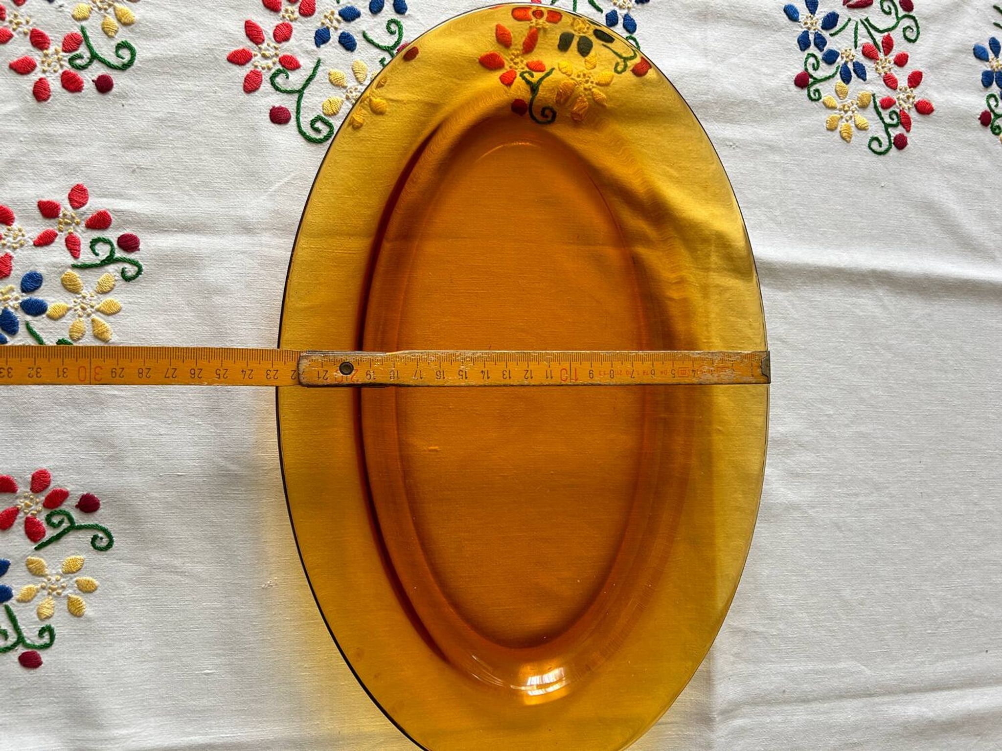 Plat de service ambre Duralex Made in France