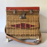 Low fishing box stool in rattan and skai