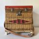 Low fishing box stool in rattan and skai