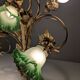 Art Nouveau Chestnut Leaf and Green Glass Sconce, 1900s