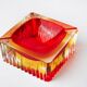 Red and yellow cubic Sommerso ashtray by Seguso, Murano, Italy, 1970