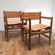 Wood and leather armchairs Borge Mogensen