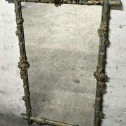 Large Wood and Patinated Stucco Mirror - Floral 1900s Period