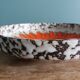 West Germany flat pocket emptier with orange flower decor