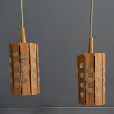 Set of 2 wood hang lamps 1970s