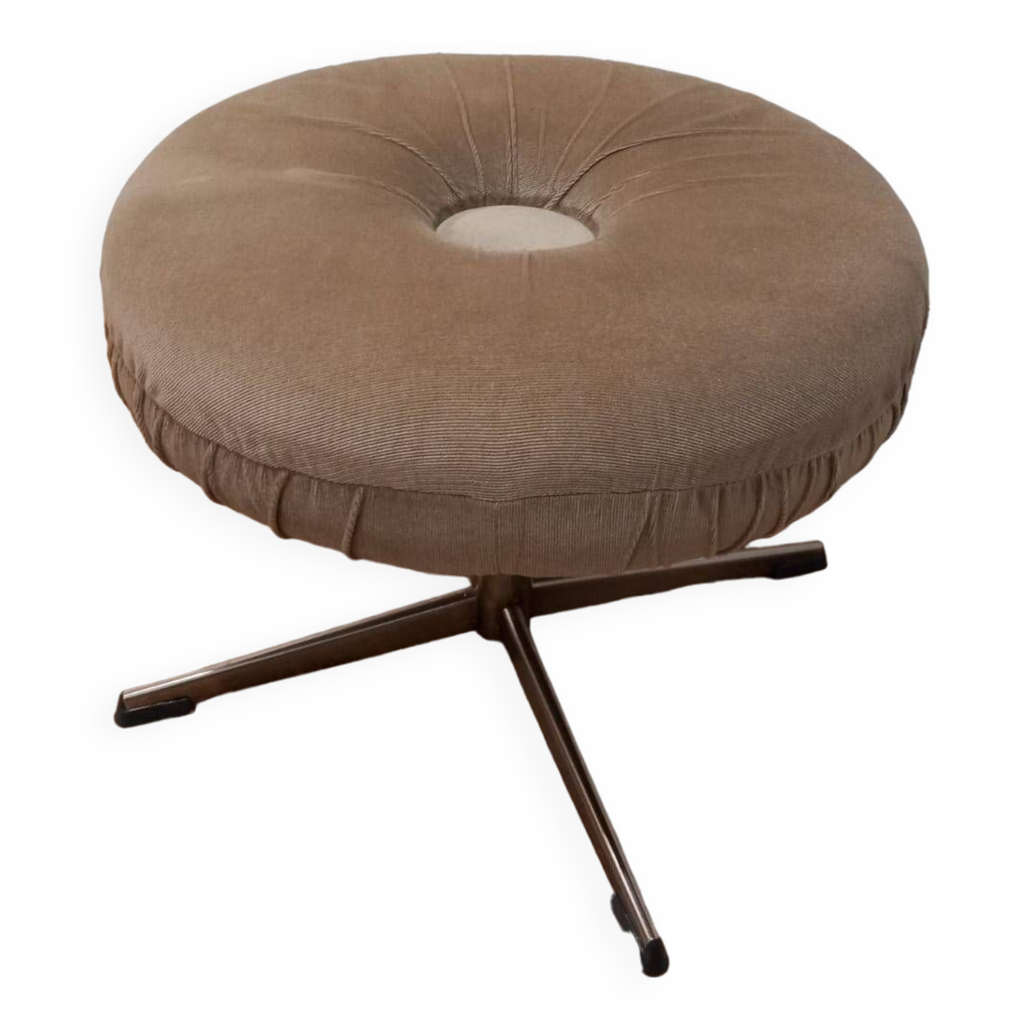 Velvet Swivel Pouf by ISKU 1960s Finland