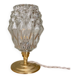 Lampe à poser globe vintage en verre moulé