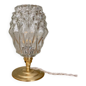 Vintage globe table lamp in molded glass