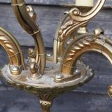 Vintage French Cage Chandelier: Bronze & Brass 3-Branch Ceiling Light