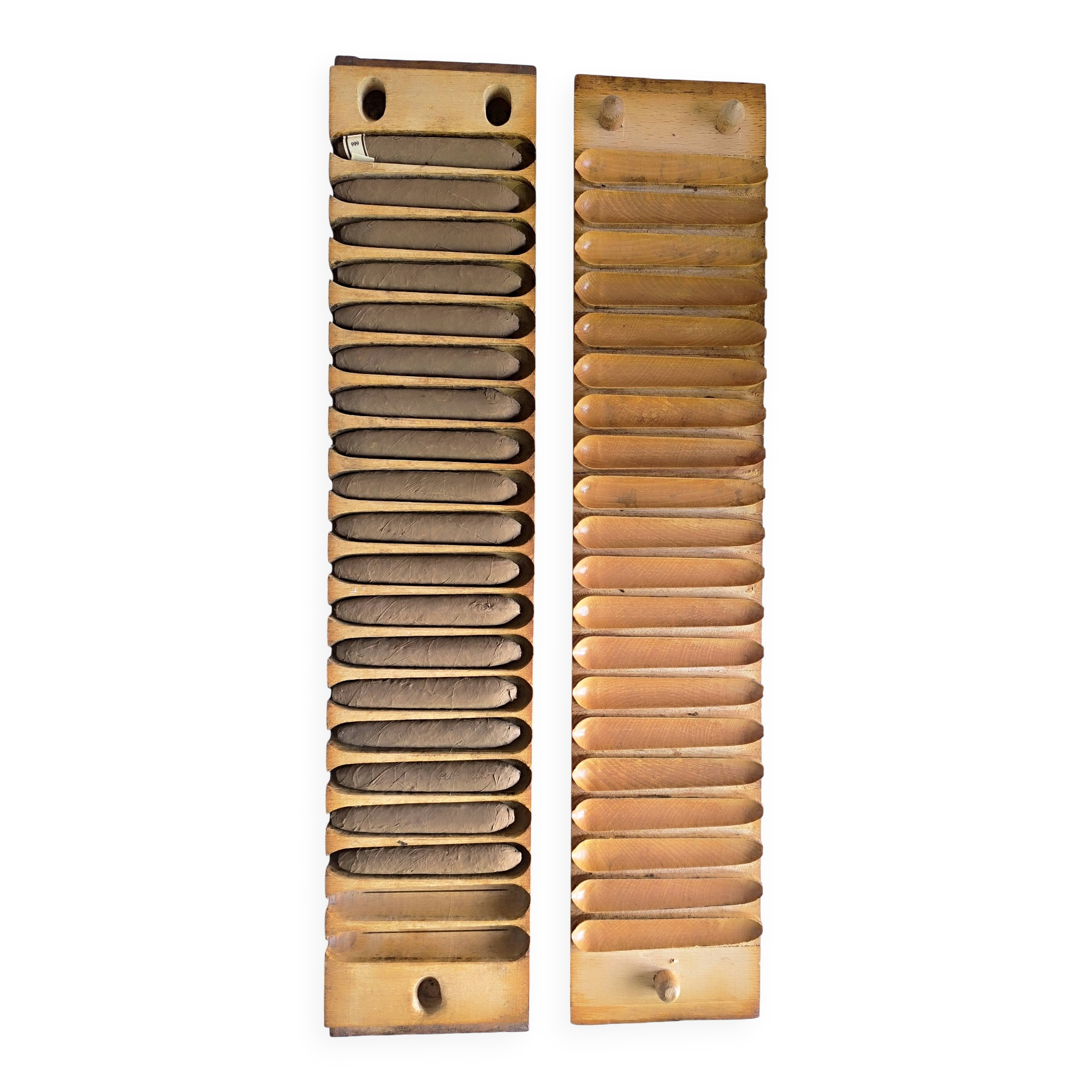Old mould for 20 cigars made of solid beech wood, “PERU-VORM”