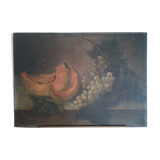 Table oil on canvas Life Dead with melon and grapes. 19 th