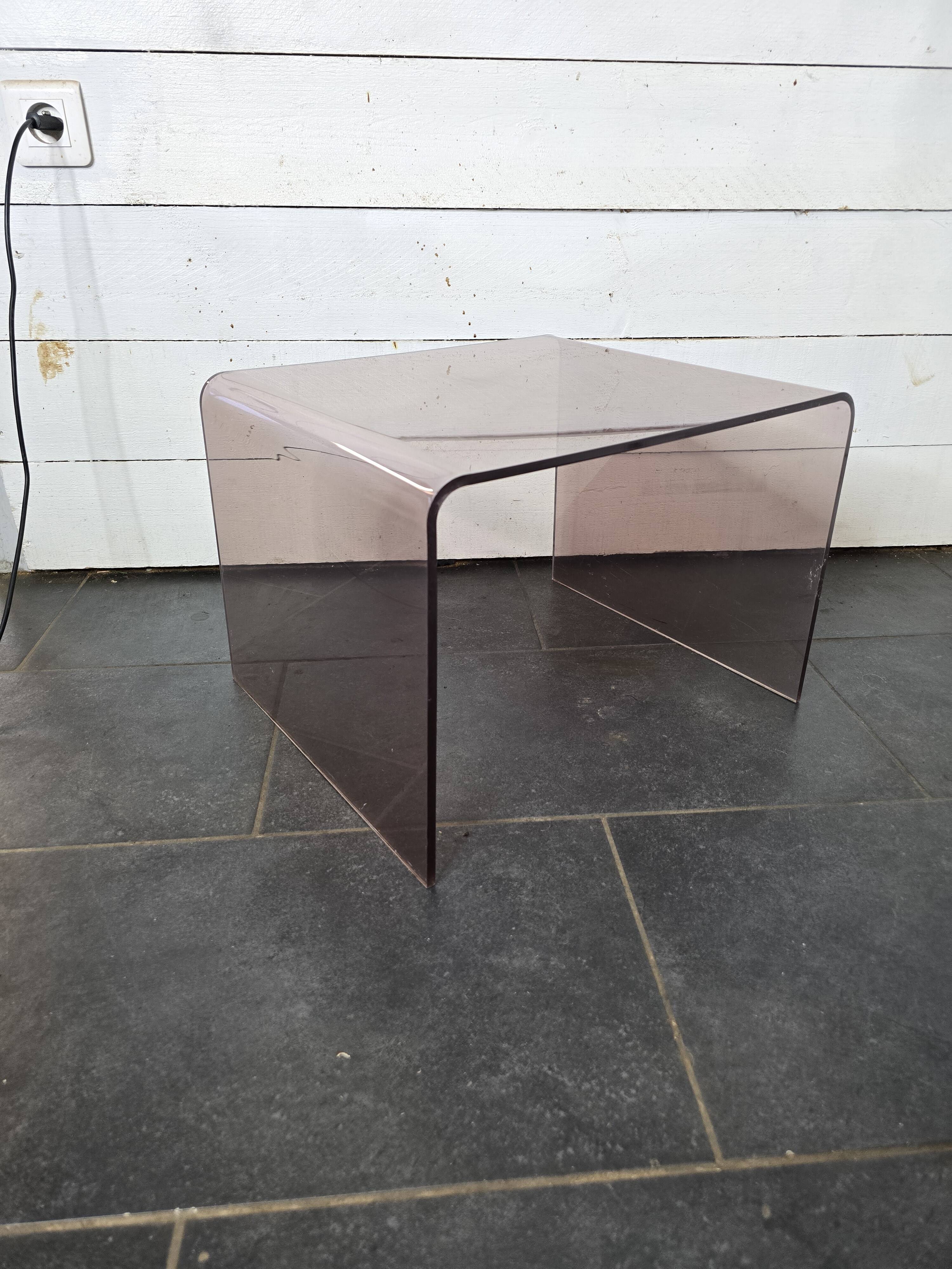 Smoked plexiglass side table from the 70s