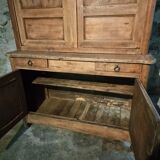 Antique French oak sideboard – Two-part display cabinet with drawers and four doors