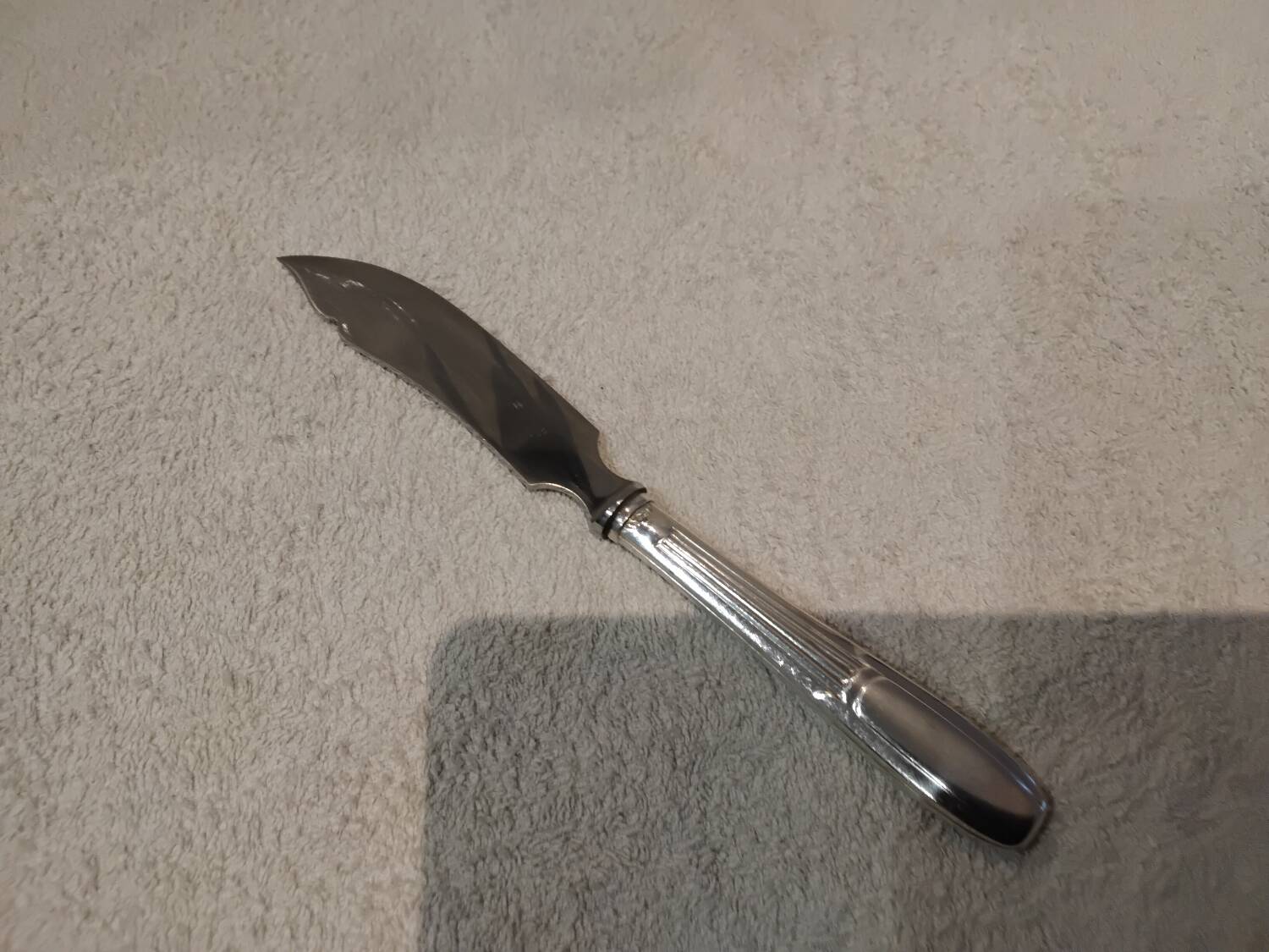 Butter knife with silver metal handle, goldsmith SFAM art deco style