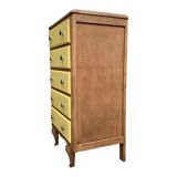 Art Deco chest of drawers in raw oak and yellow