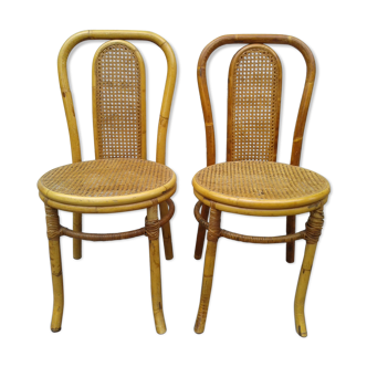 Lot vintage bamboo chairs 60