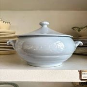 Sarreguemines blue earthenware soup tureen