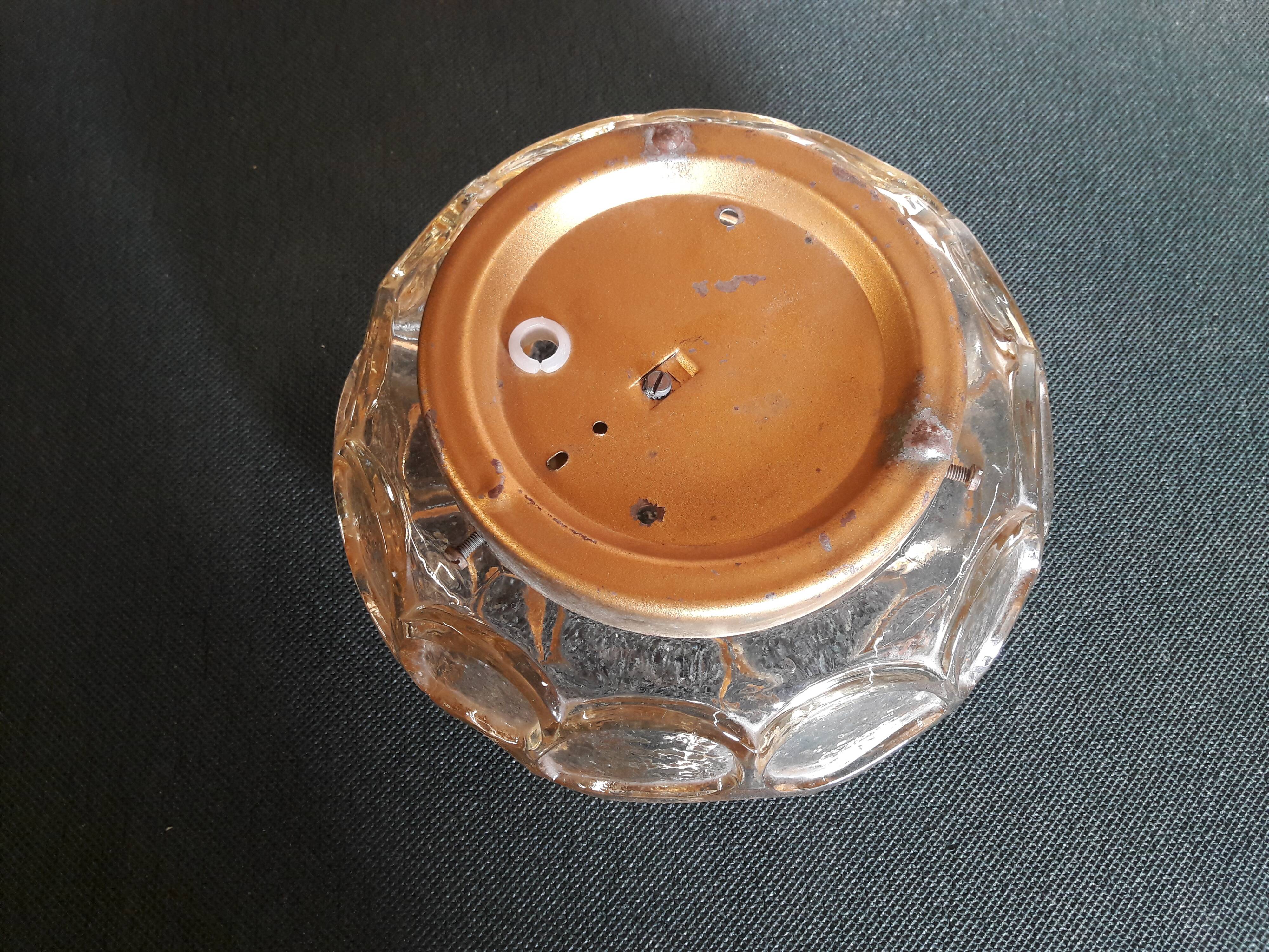 Round amber molded glass ceiling light