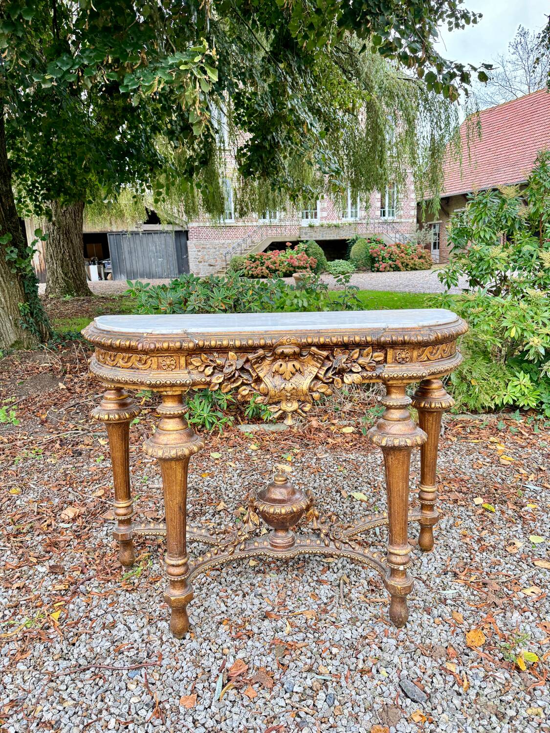 Gilded Wood Console from the Napoleon III Period, 19th Century