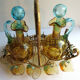 Cabaret Cave liqueur George SAND: 2 carafes 10 Legras glasses - brass basket