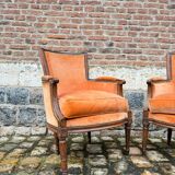 Pair Of Bergères Trapeze Backrest In Walnut Louis XVI XVIII Eme Century
