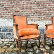 Pair Of Bergères Trapeze Backrest In Walnut Louis XVI XVIII Eme Century
