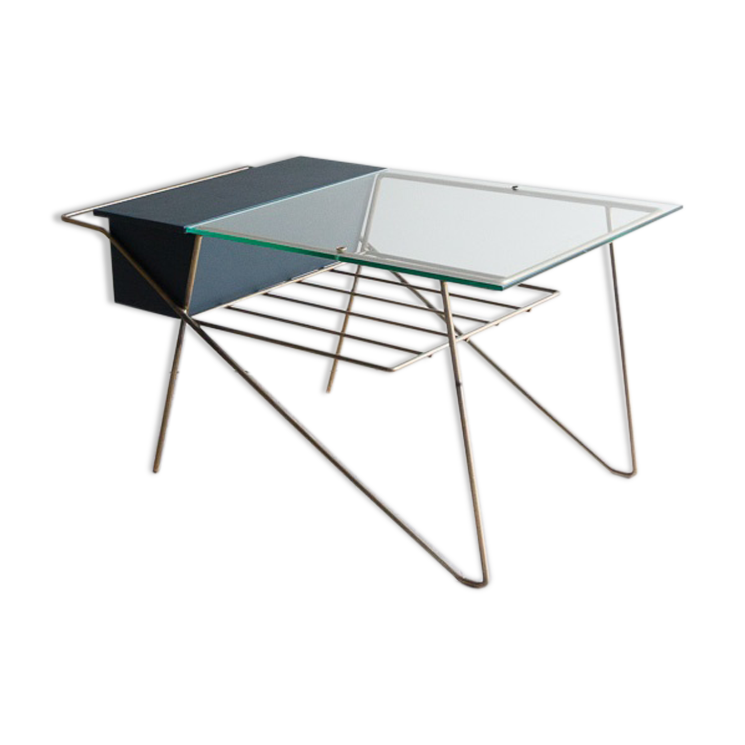 Glass and metal coffee table