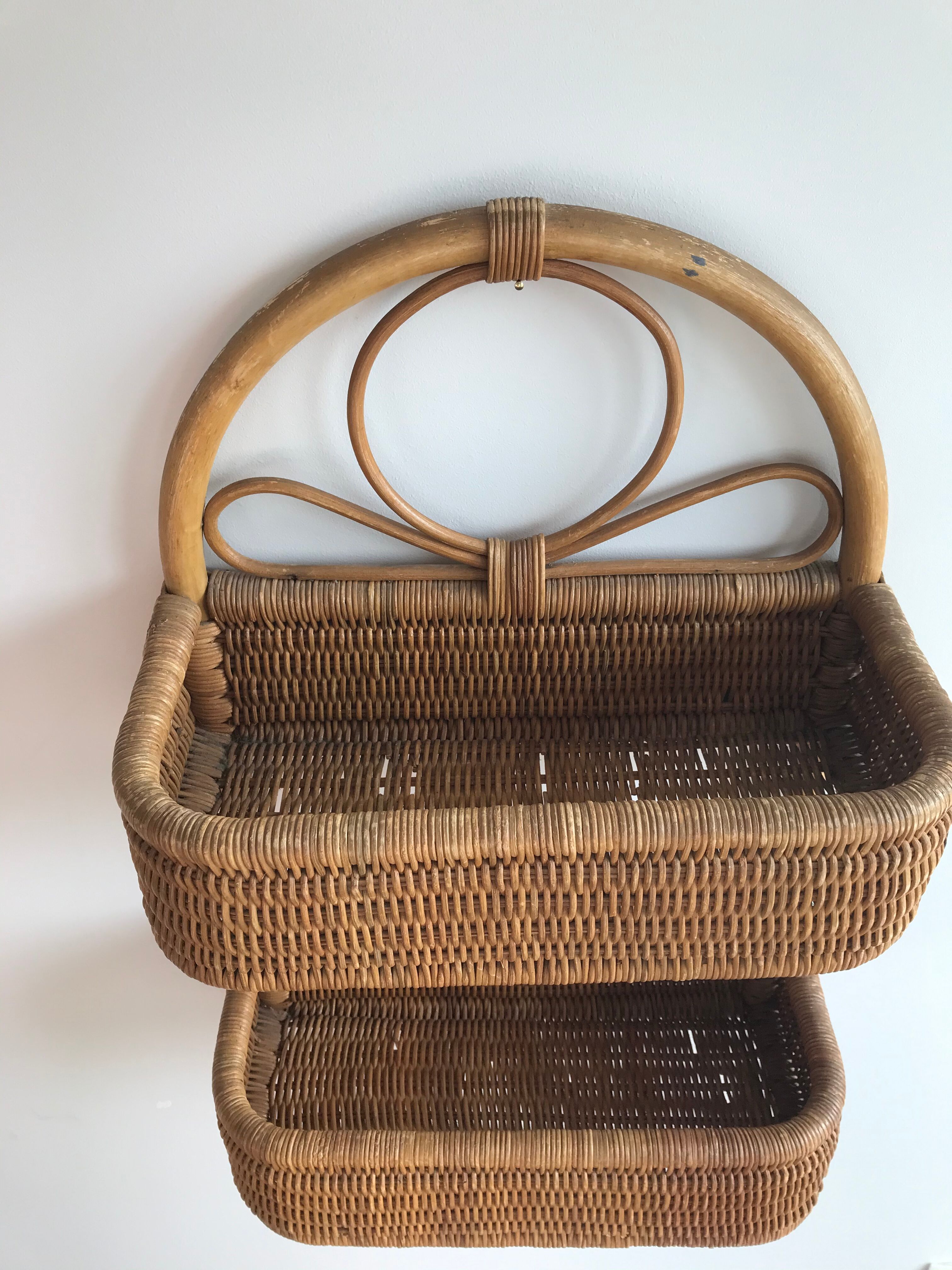 Wicker and rattan shelf