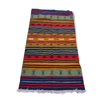 Tapis kilim berbère multicolore fait à la main 190x105cm