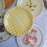 Vintage yellow orange and white dinner plates