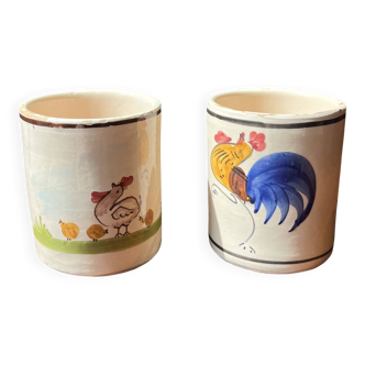 2 1950s Puglia Rooster Cups