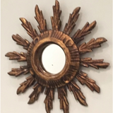 Sun mirror in French gilded wood 70s