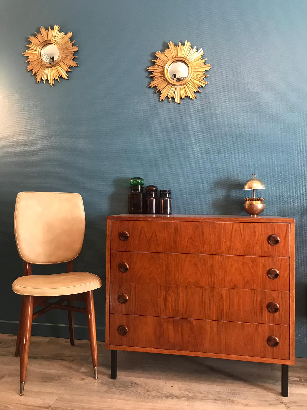 Set de 5 chaises aux pieds compas scandinave vintage 1960