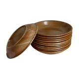 11 assiettes en grès moucheté brenne grès de france