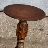 1930s carved wooden side table - oak and pine