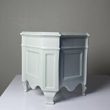 Square cache-pot with feet in celadon Limoges porcelain, Rococo style.