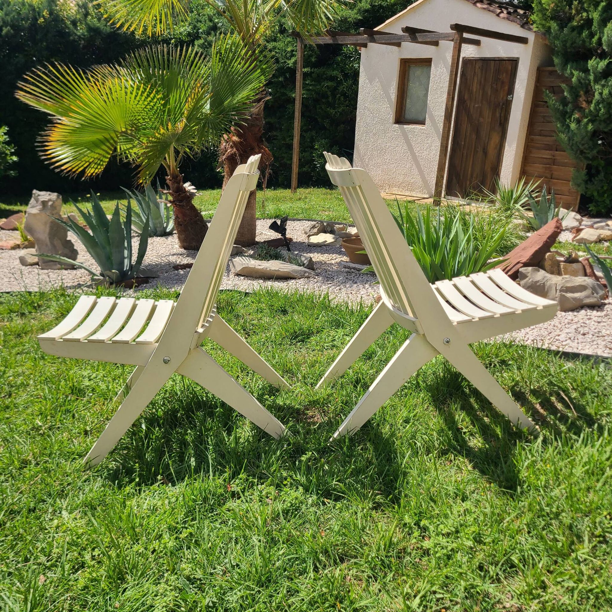 Chaise de jardin vintage années 1970 pliante