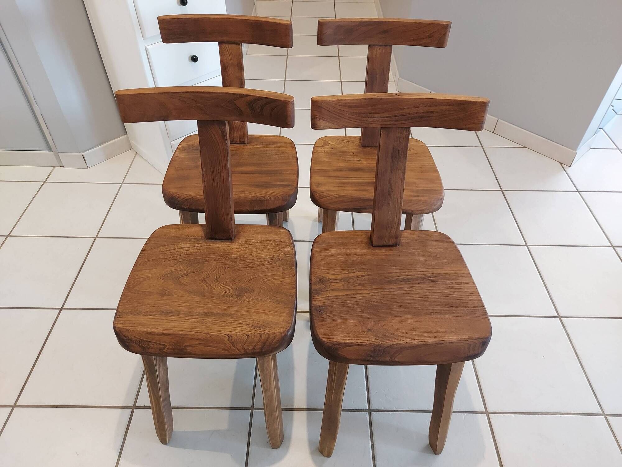 Suite of 4 rustic chairs from the 70/80's