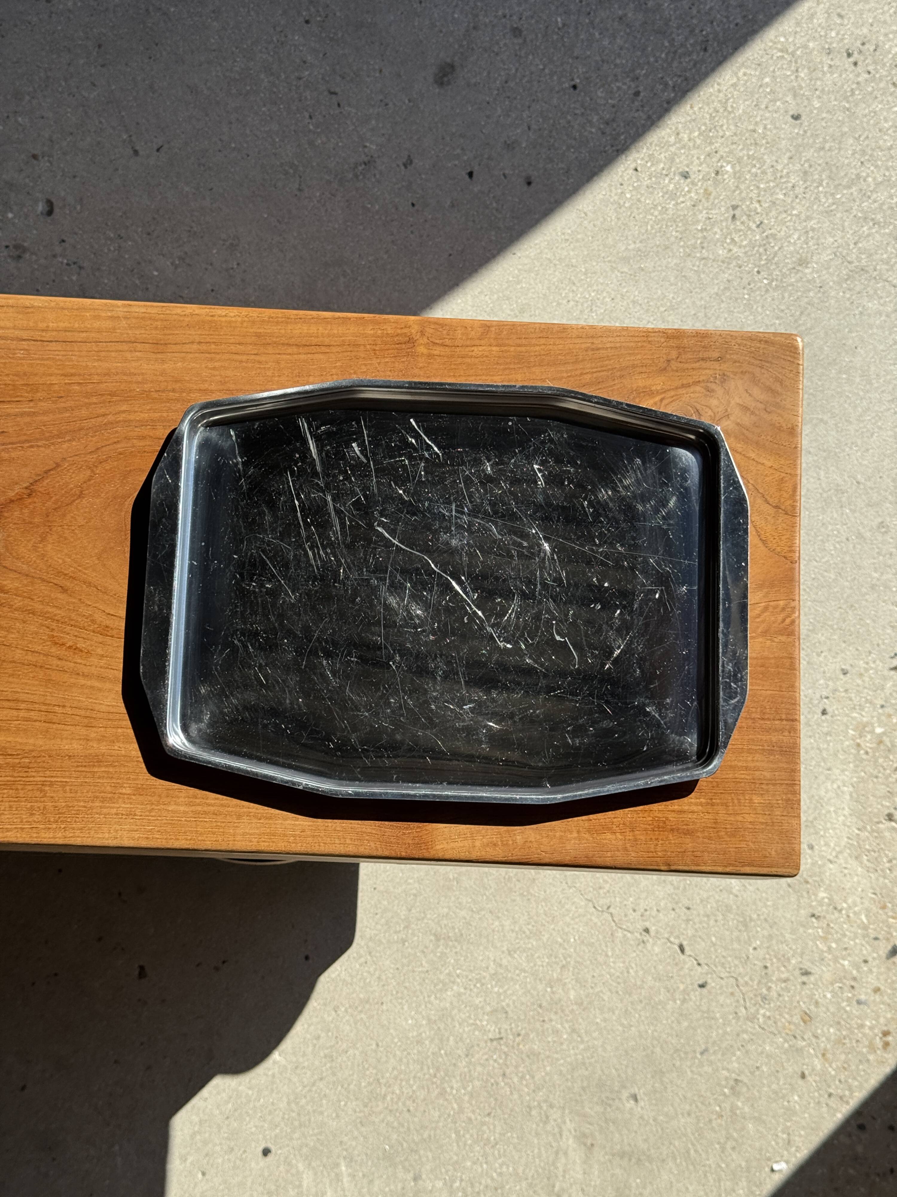 Vintage rectangular silver-plated tray with handles L37 W27 H1.5