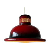 Danish pendant lamp in red and black enamelled metal, 1970s, Denmark