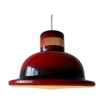 Suspension danoise en métal émaillé rouge et noir, années 1970, Danemark