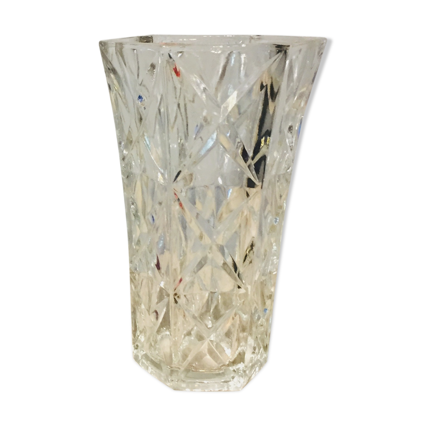Vase en verre taillé vintage Selency
