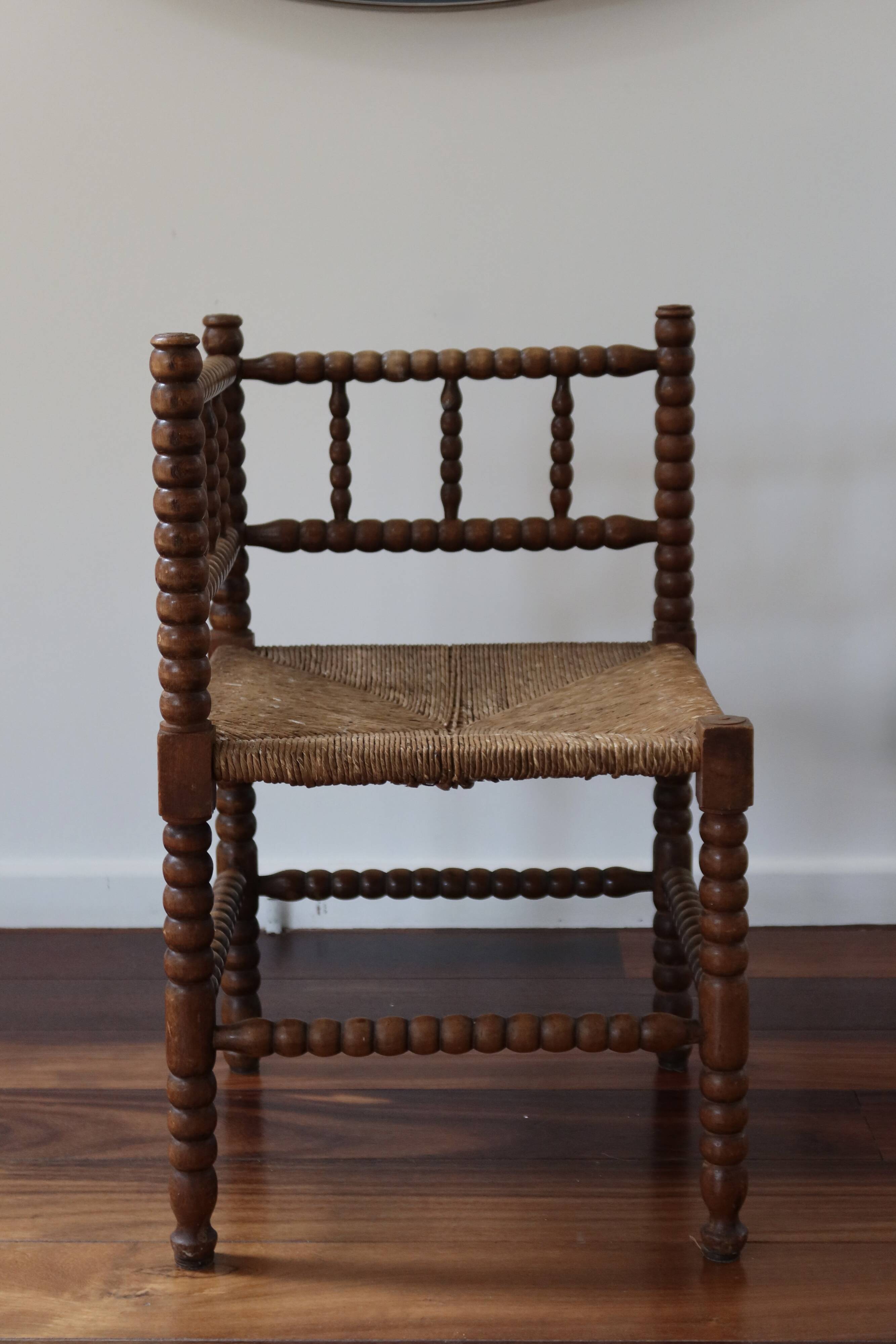 Antique turned wood corner chair