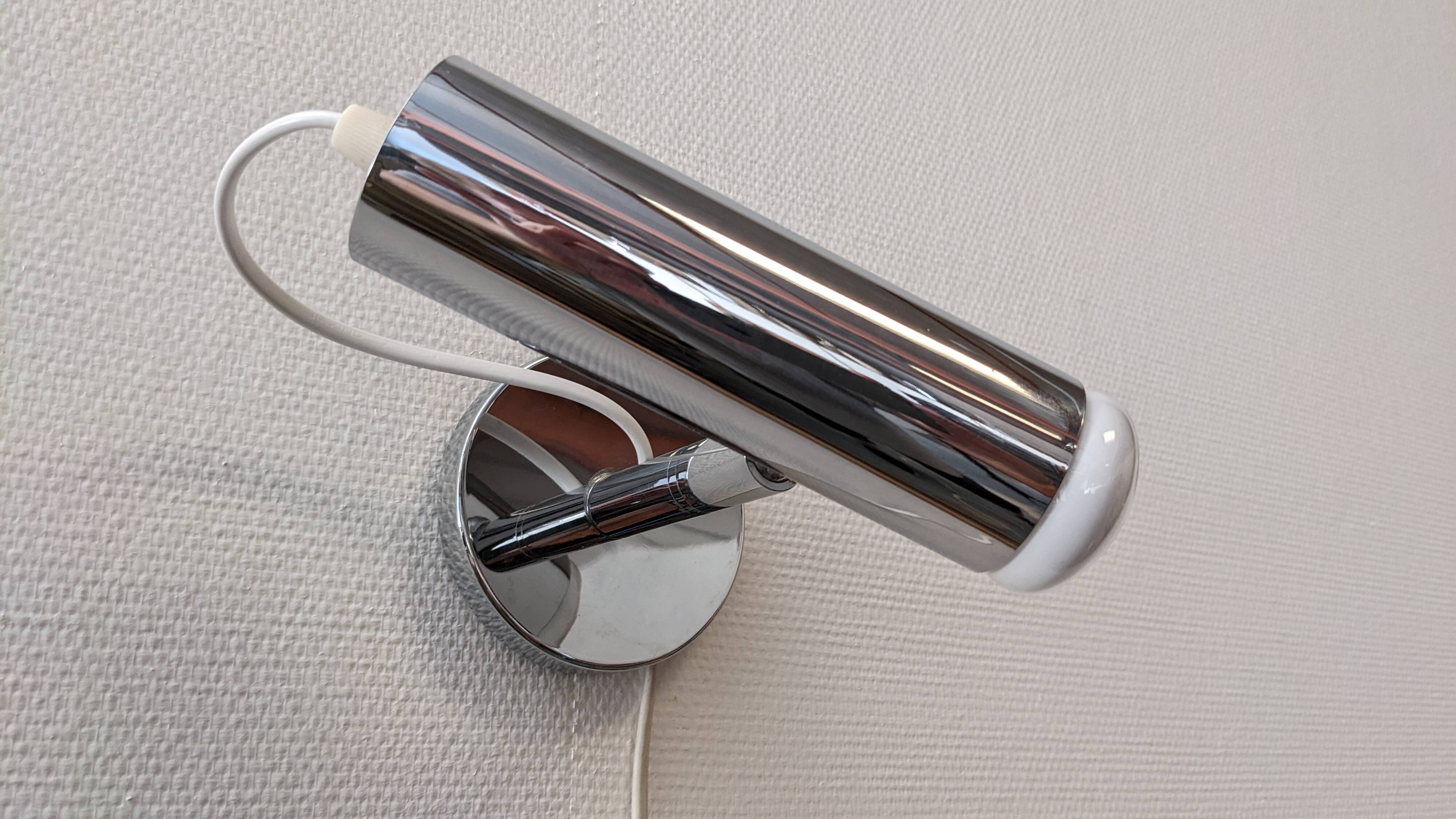 Modernist chrome metal wall light, France circa 1970.