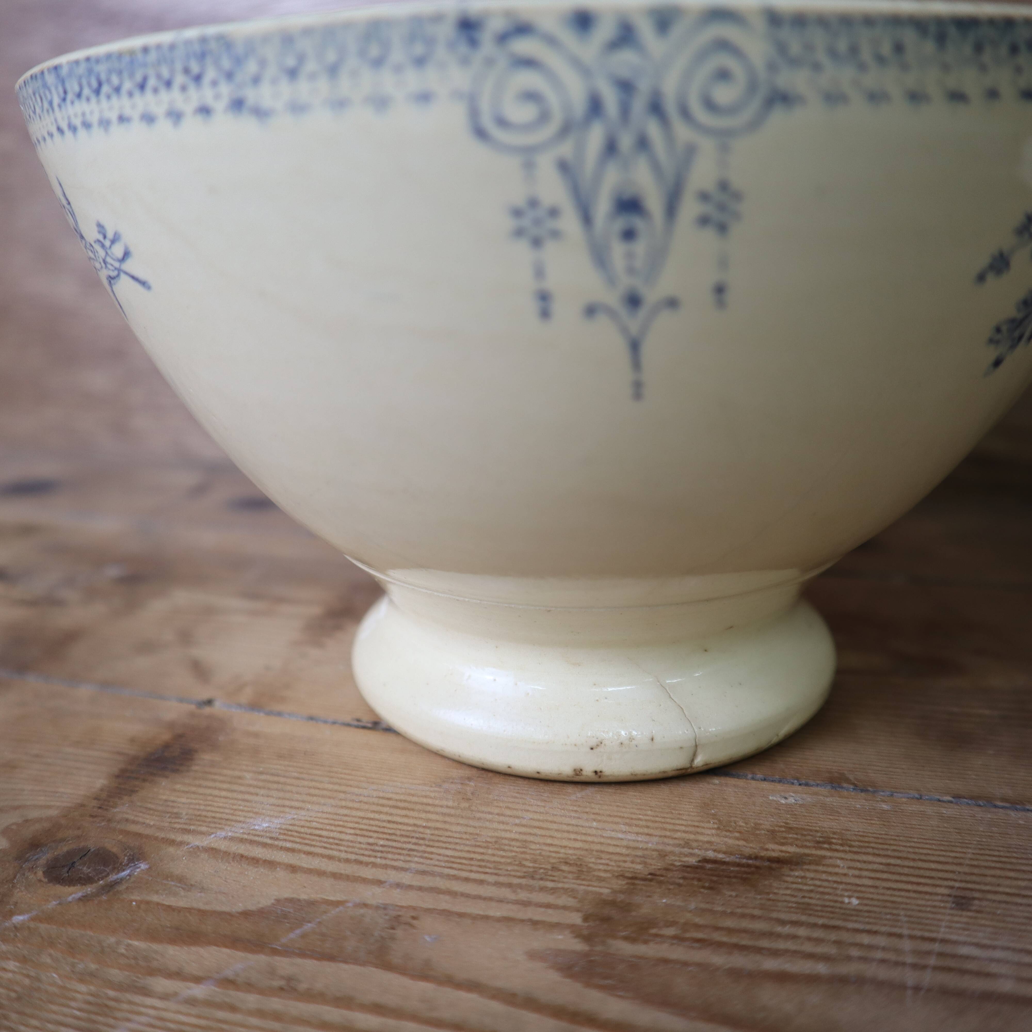 Set of 2 old large Terre de Fer bowls Digoin Sarreguemines