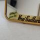 Vintage 1960 barber mirror, shaving or travel, gold and blue - 16 x 11 cm