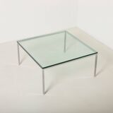 Modernist chrome and thick tempered glass coffe table, Germany, 1980s