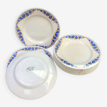 Set of 10 dessert plates HBCM Creil et Montereau