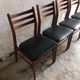 Lot de 4 chaises bois et simili cuir noir, chaise scandinave, chaise bois