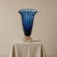 Vintage Murano glass vase by Barovier, royal blue with gold, 1960s.